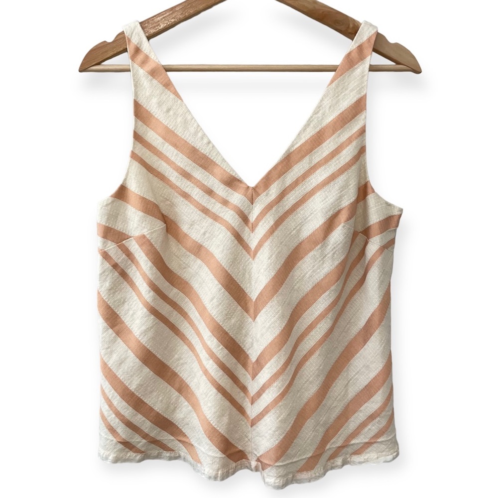 Anthropologie Cream and Tan Striped Blouse